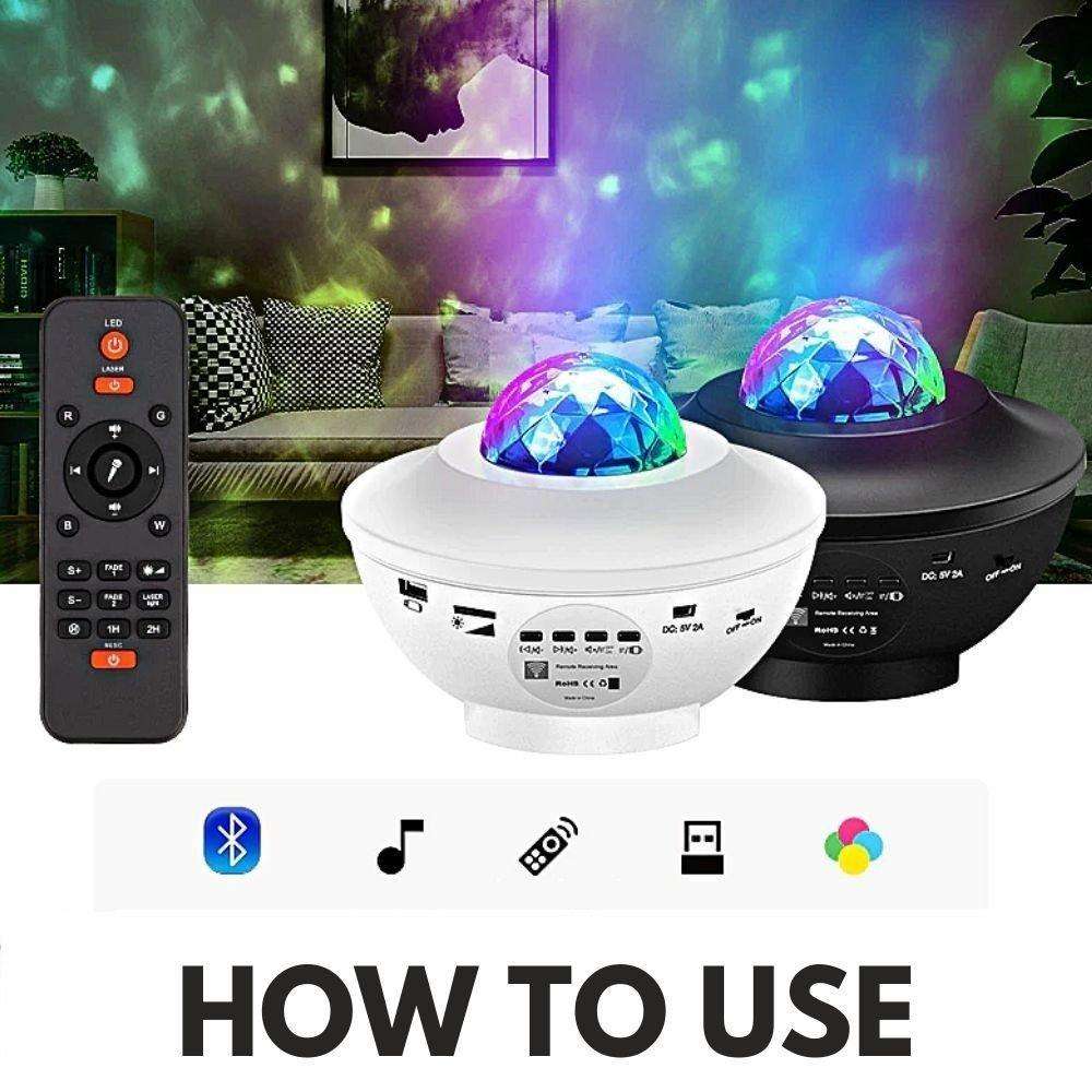 Galaxy star projector with remote control and USB cable
