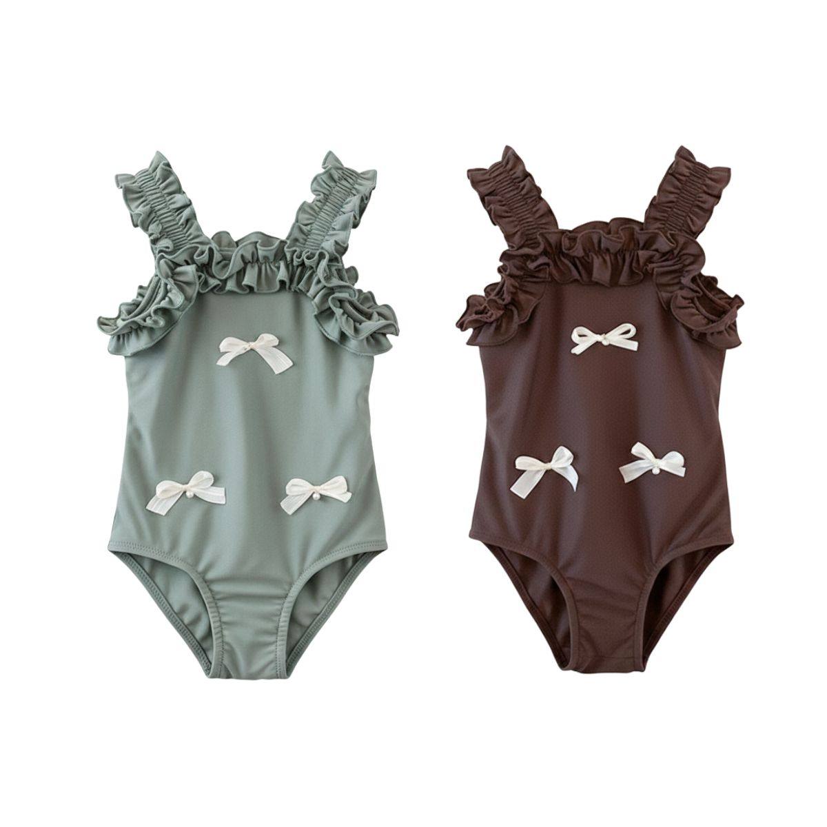 Feather & Fawn Ruffled Bow One-Piece Swimsuit