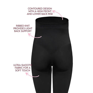Pregnant woman wearing B Free Maternity Support Leggings with over-the-bump ribbed waistband and seamless stretch fabric providing gentle belly and back support