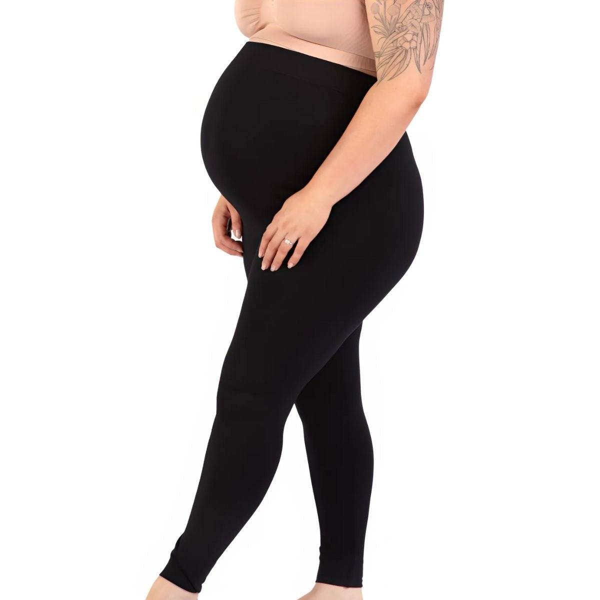 B Free Maternity Support Leggings with seamless stretch fabric and over-the-bump ribbed waistband for pregnancy and postpartum comfort