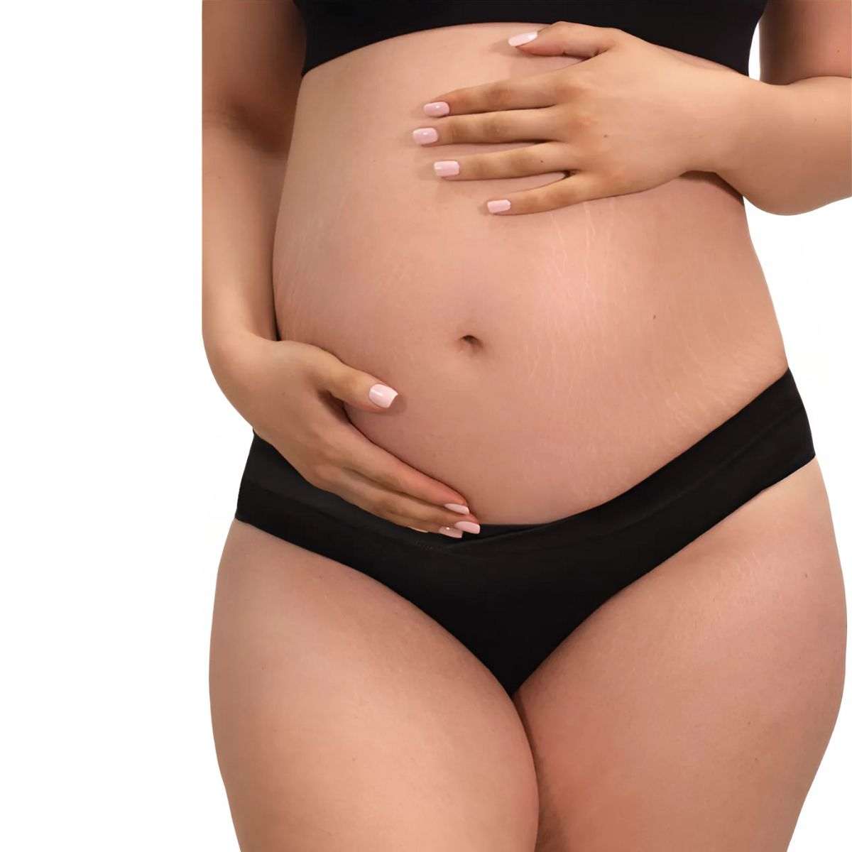 B Free Maternity V-Waist seamless bamboo bikini brief with low-rise fit under bump for pregnancy and postpartum comfort