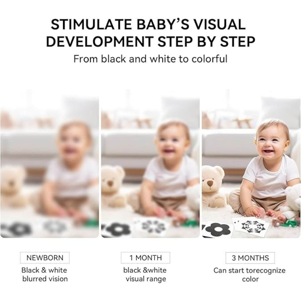 BabiePlay High - Contrast Baby Flashcards for Visual Stimulation & Brain Development Visual Stimulation Cards