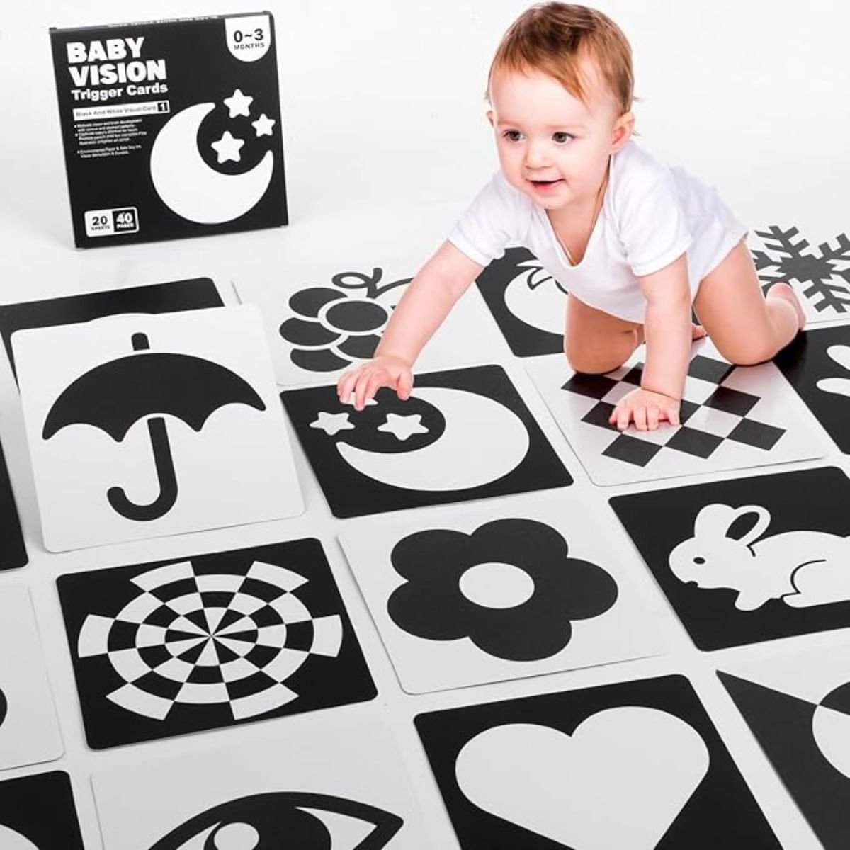 BabiePlay High - Contrast Baby Flashcards for Visual Stimulation & Brain Development Visual Stimulation Cards
