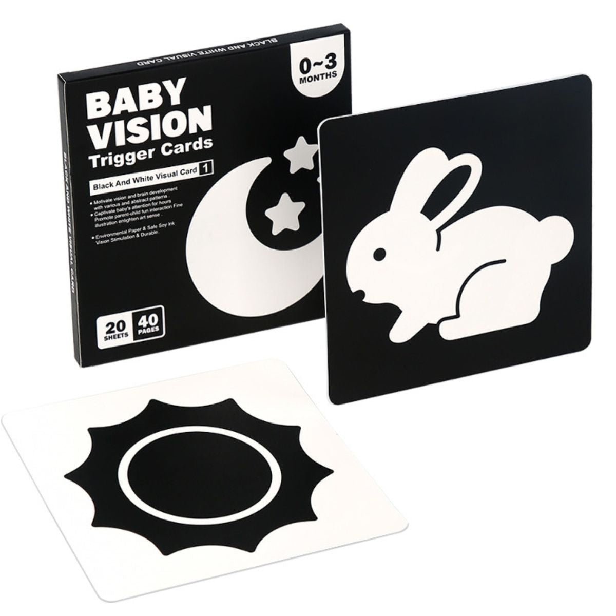 BabiePlay High - Contrast Baby Flashcards for Visual Stimulation & Brain Development Visual Stimulation Cards