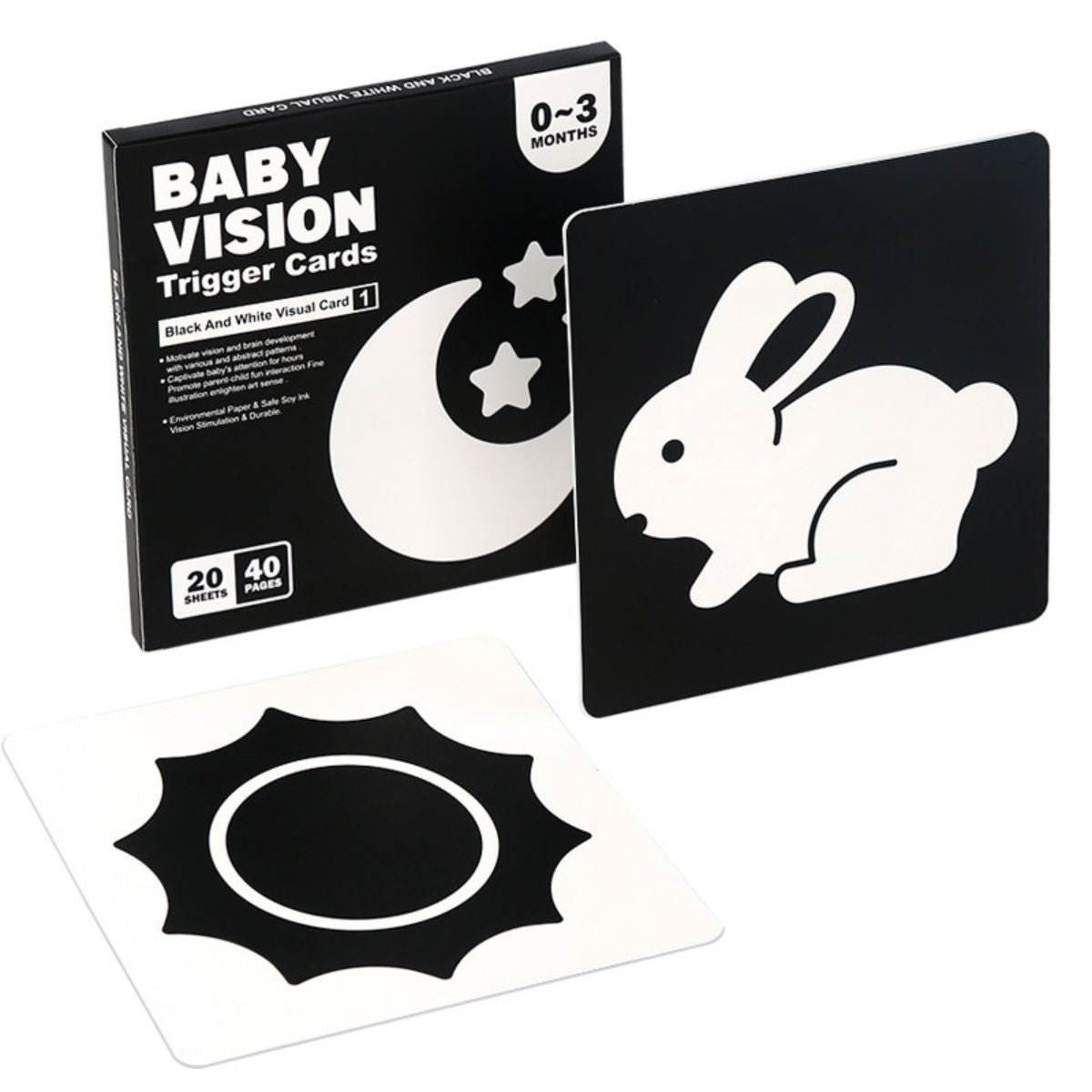 BabiePlay High - Contrast Baby Flashcards for Visual Stimulation & Brain Development Visual Stimulation Cards