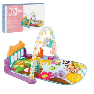 BabiePlay Kick'n'Play Musical Activity Baby Gym Mat with interactive piano and colorful hanging toys for early motor and sensory development