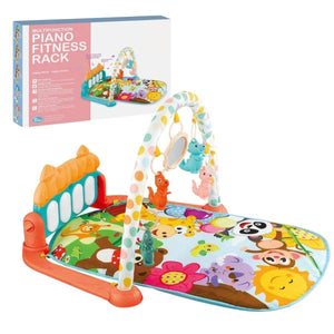 BabiePlay Kick'n'Play Musical Activity Baby Gym Mat with piano keys and hanging toys for infant motor skill development and sensory play