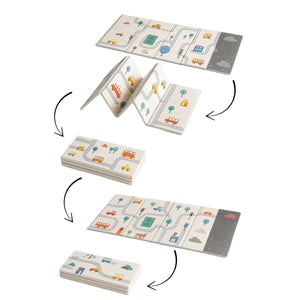 Large baby play mat with reversible waterproof foam design and foldable panels for indoor and outdoor use