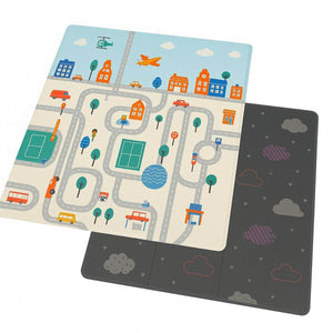Large baby play mat with reversible waterproof foam and foldable design for safe indoor and outdoor play