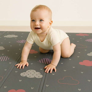 Large Baby Play Mat foldable waterproof reversible foam with 5-layer safety design and city-nightscape patterns