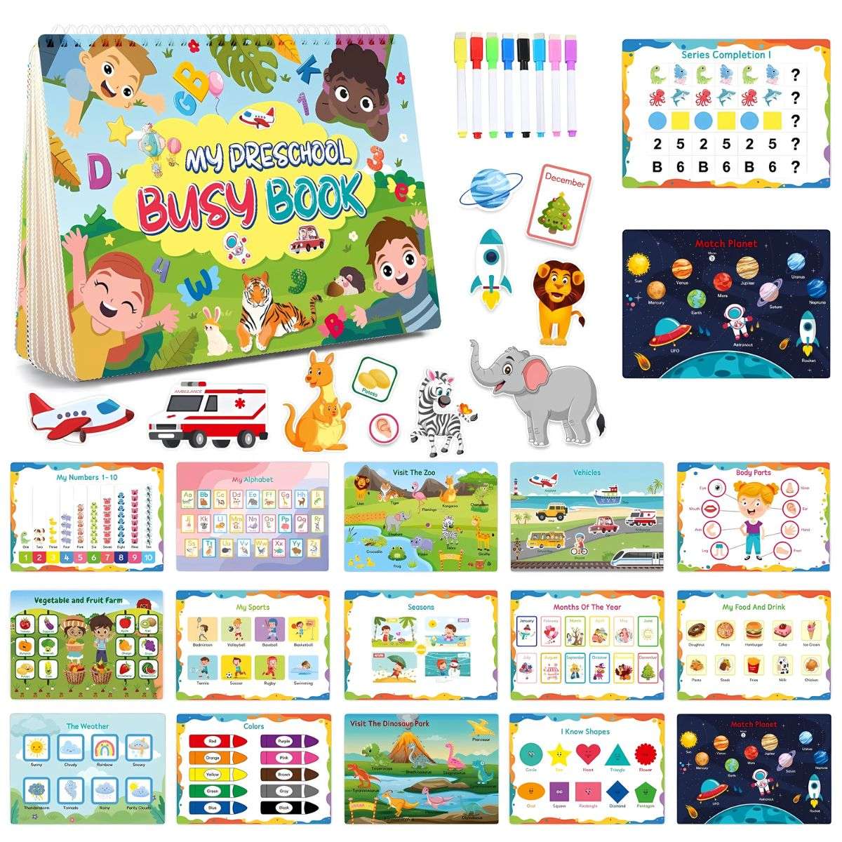 BabiePlay Toddler Busy Book: All - in - One Educational Learning Binder Busy Book