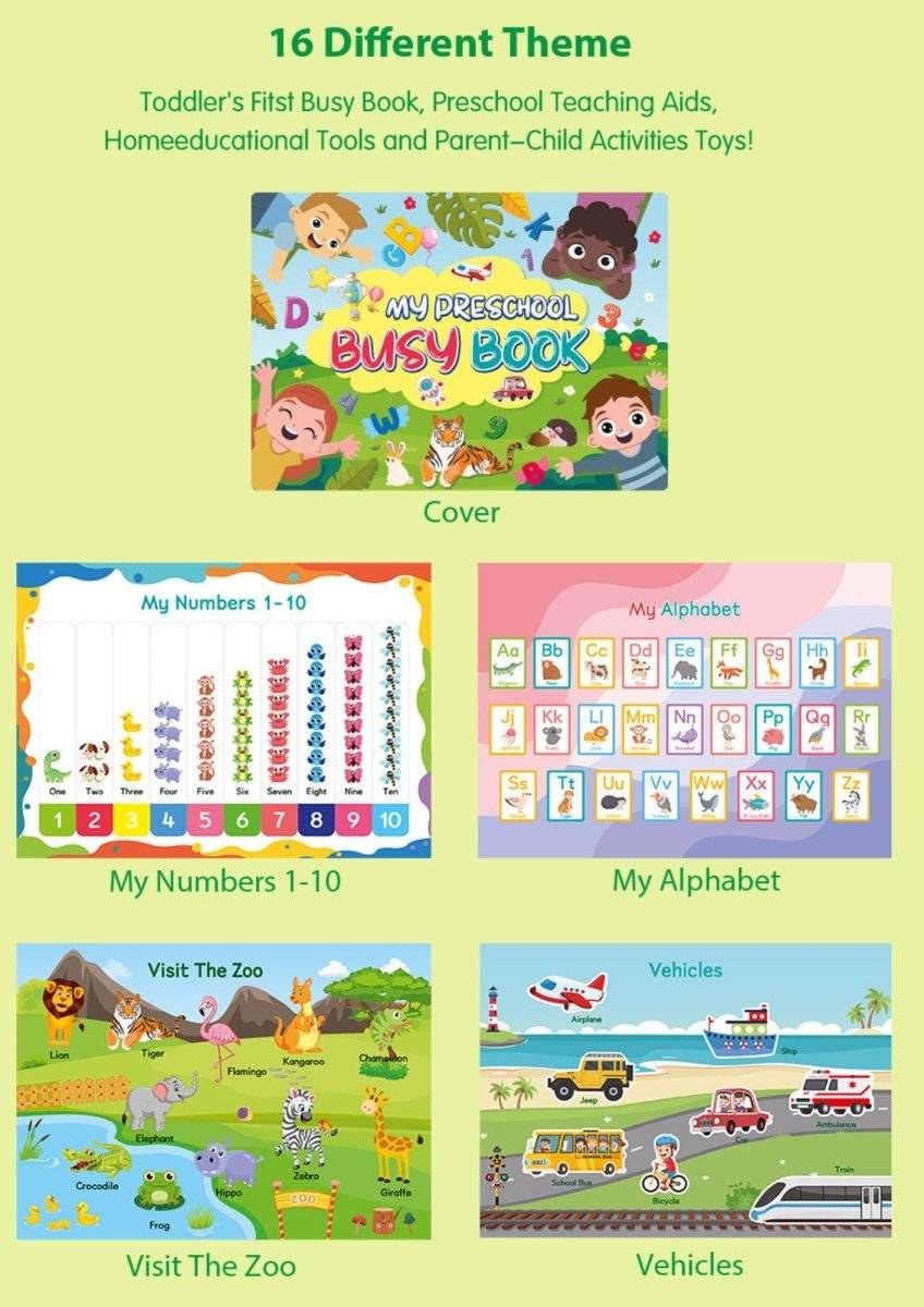 BabiePlay Toddler Busy Book: All - in - One Educational Learning Binder Busy Book