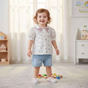 Feather & Fawn vintage floral cotton baby tunic for 6 months to 4 years