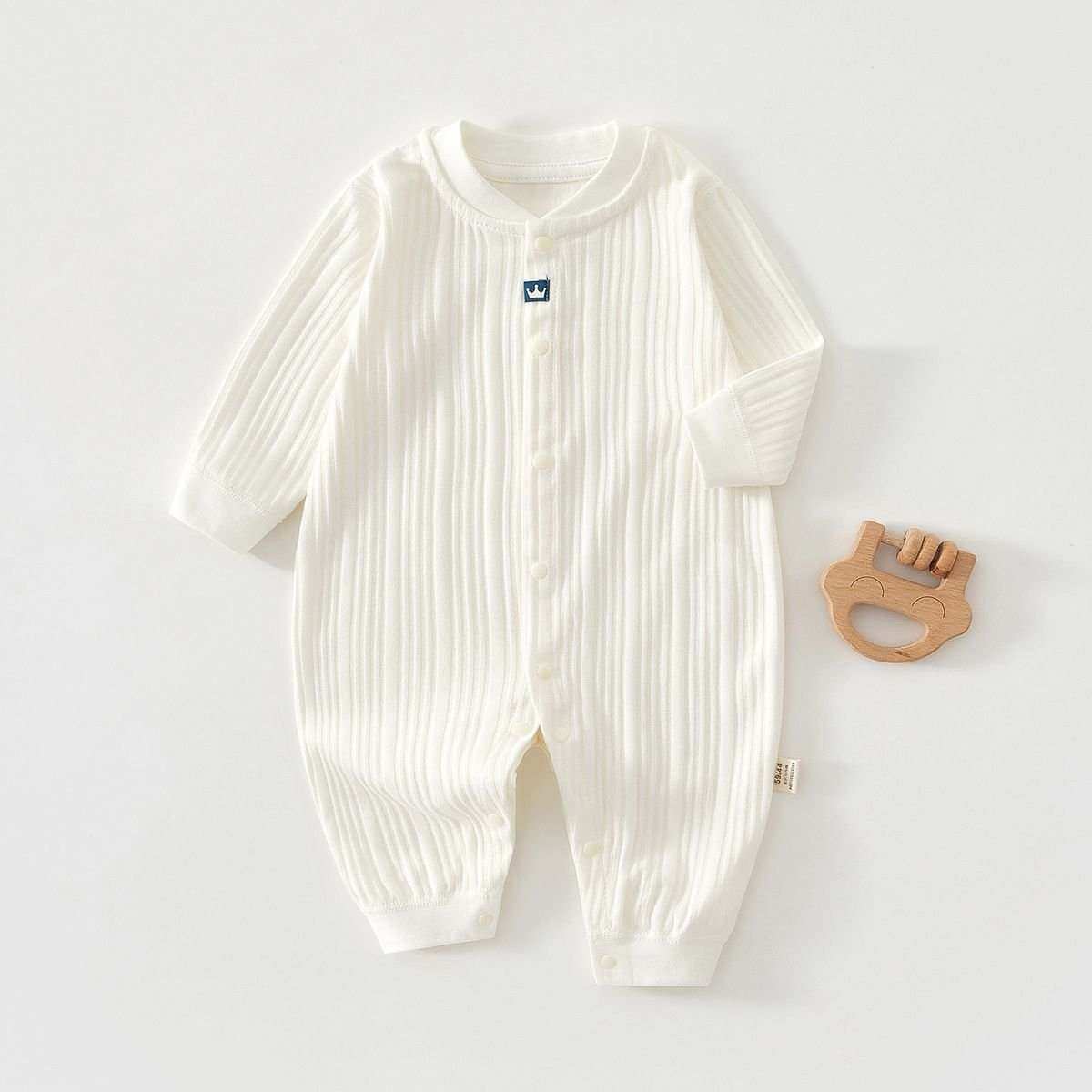 Feather & Fawn all-season 183 GSM cotton baby romper with full front snaps