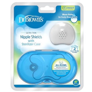 Dr Brown's Nipple Shield, 2 - Pack w/ Sterilizer Case Breast Shield