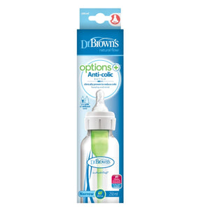 Dr Brown's Options+ Anti Colic Bottle Narrow Neck with Level 1 Teat, 120ml & 250ml Baby Bottle