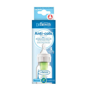 Dr Brown's Options+ Anti Colic Narrow Neck Bottle with Level 1 Teat, 60ml Baby Bottle