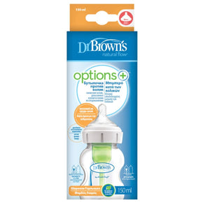 Dr Brown's Options+ Anti Colic Wide Neck Bottle with Level 1 Teat, 150ml Baby Bottle