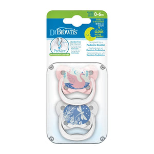 Dr Brown's PreVent Glow in the Dark Butterfly Shield Soother Pacifiers