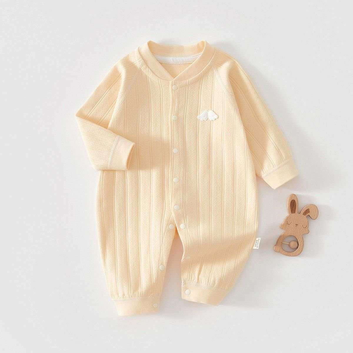 Feather & Fawn all-season cotton baby romper with full front snaps