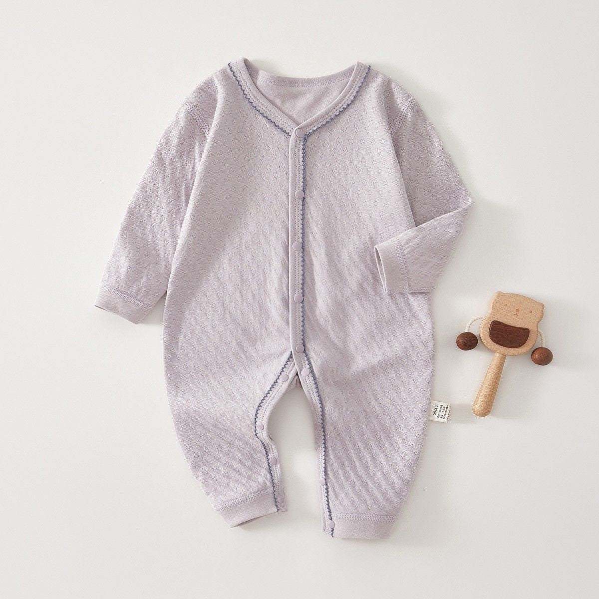 Feather & Fawn all-season cotton baby romper with full front snaps