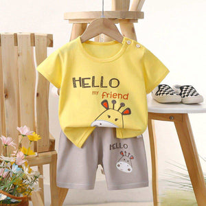 Feather & Fawn BreezePlay baby clothes tee and shorts set with snaps