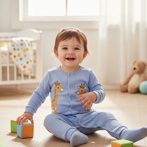 Feather & Fawn Babyhug Cotton Knit Full - Sleeve Giraffe Romper Baby Clothes