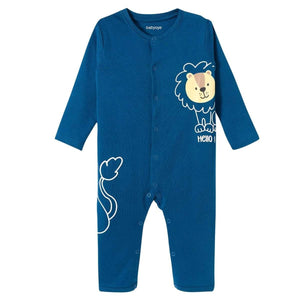 Feather & Fawn Babyoye Full - Sleeve Cotton Romper | Safari Lion or Jungle Animals Baby Clothes