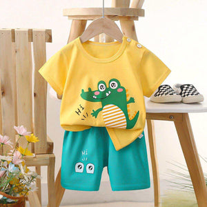Feather & Fawn BreezePlay cotton baby clothes tee and shorts set