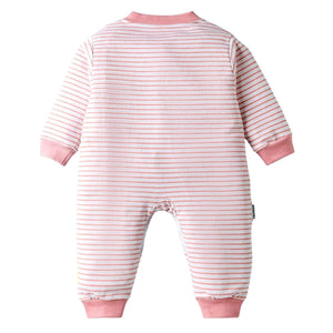 Feather & Fawn Child World Interlock Knit Full - Sleeve Striped Romper | Giraffe & Lion Print Baby Clothes