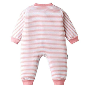 Feather & Fawn Child World Interlock Knit Full - Sleeve Striped Romper | Giraffe & Lion Print Baby Clothes