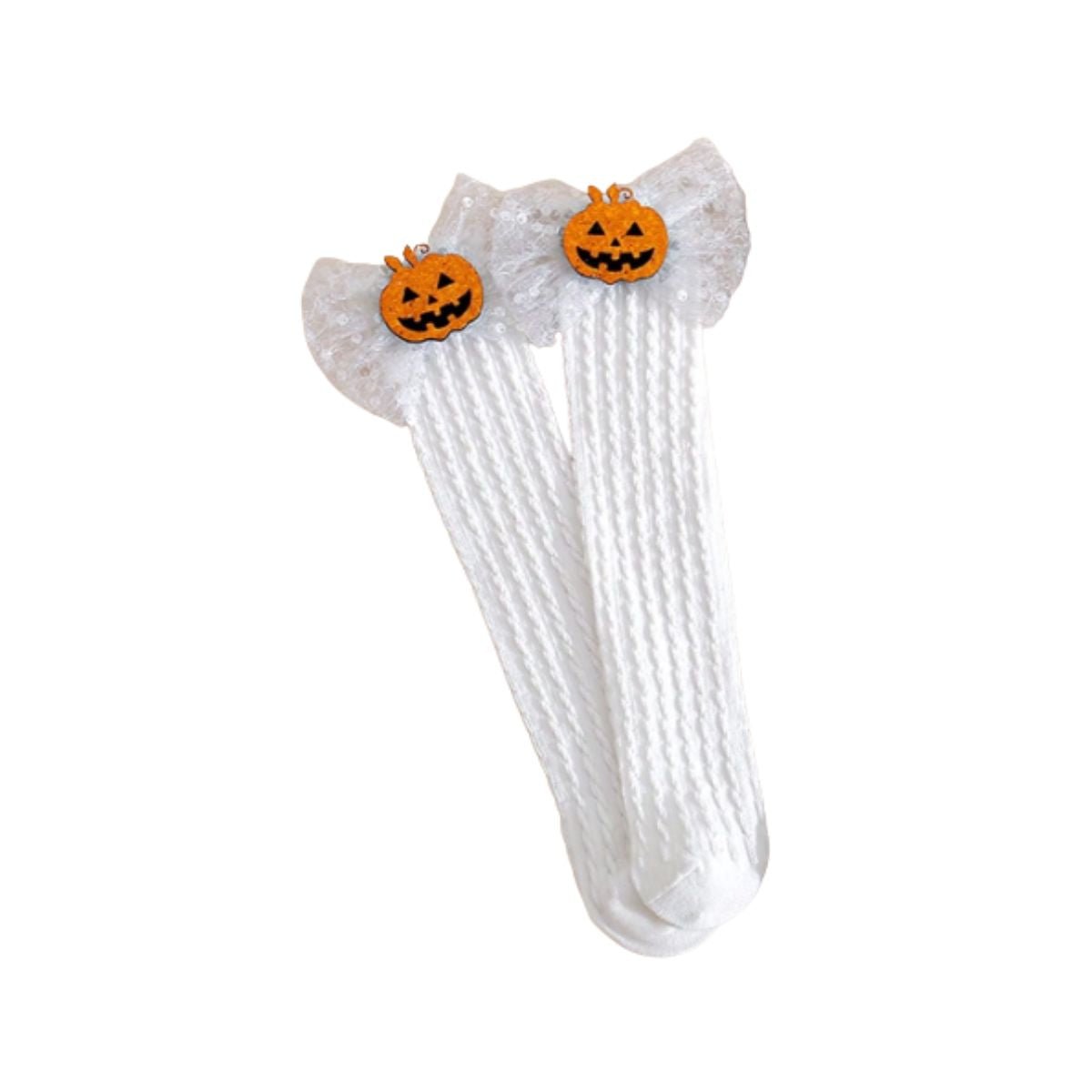 Feather & Fawn Halloween Bow Knee - High Socks | Pumpkin or Skull Design Halloween