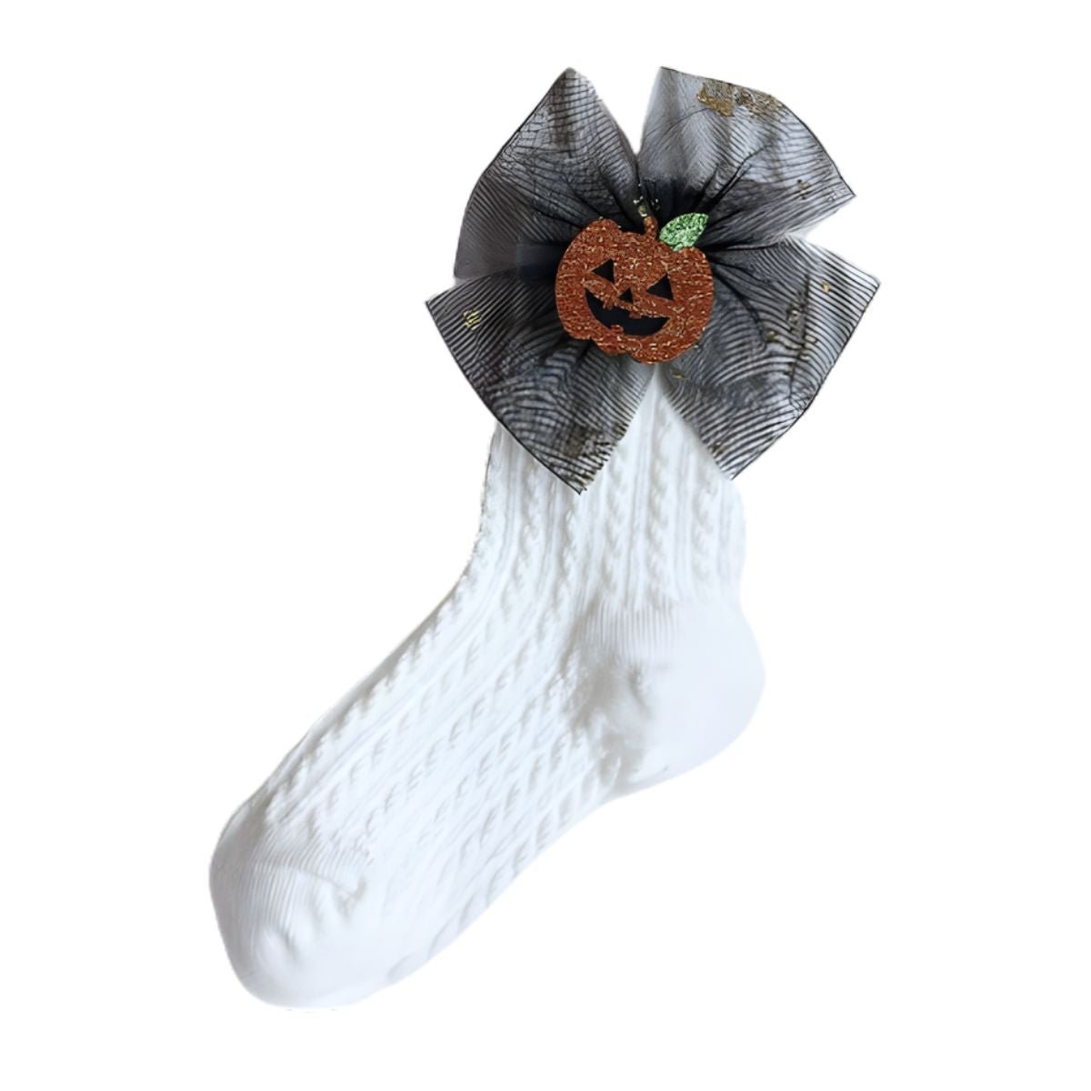 Feather & Fawn Halloween Bow Socks for Girls | Ghost or Pumpkin Design Halloween