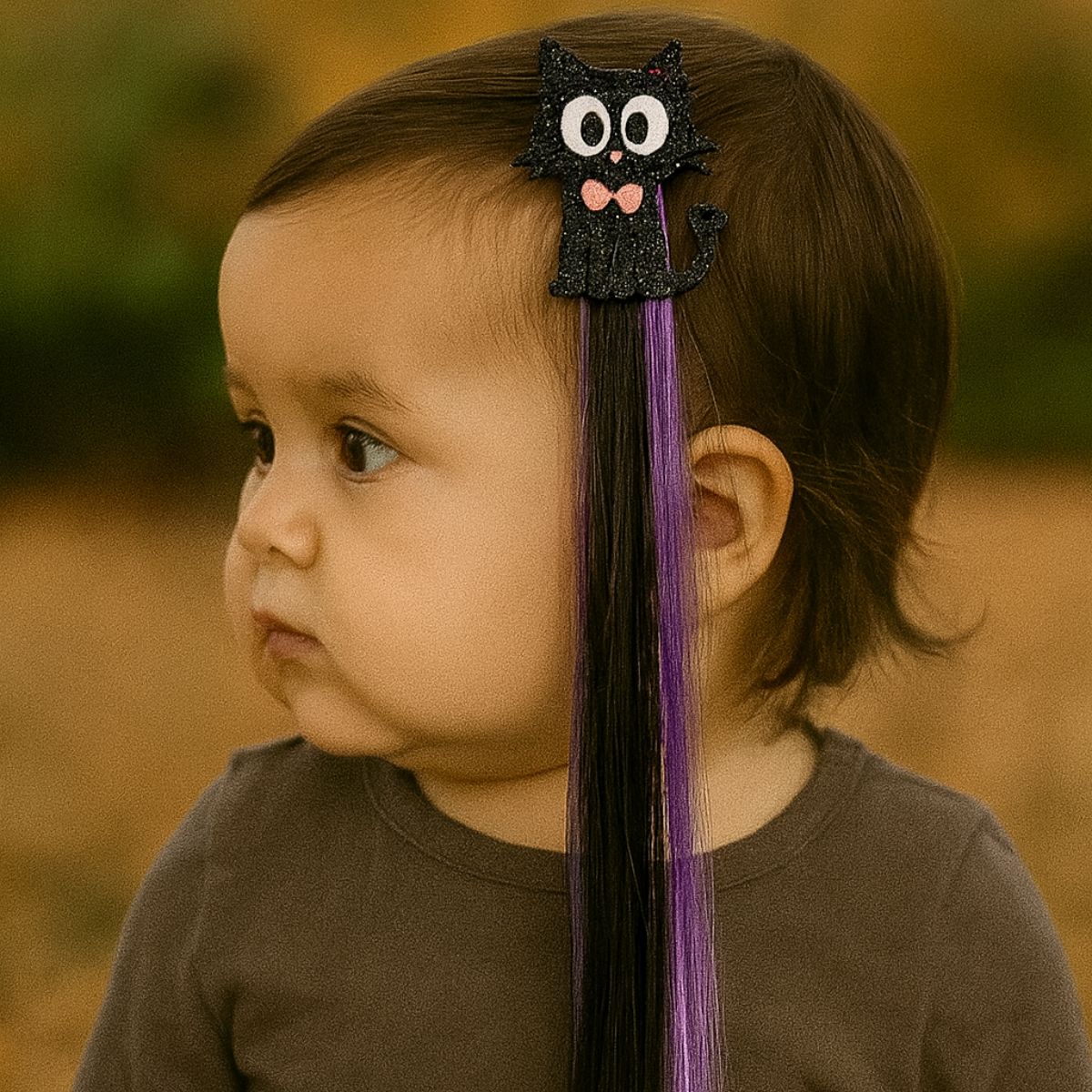 Feather & Fawn Halloween Hair Extensions Clip - On | Pumpkin Witch or Black Cat Design Halloween