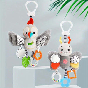 Feather & Fawn Hanging Toy for Prams & Strollers | Penguin, Bee, Rabbit, Parrot Pram Hanging Toy