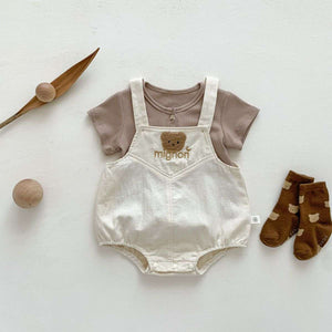 Feather & Fawn Mignon Bear Overall Romper Baby Clothes