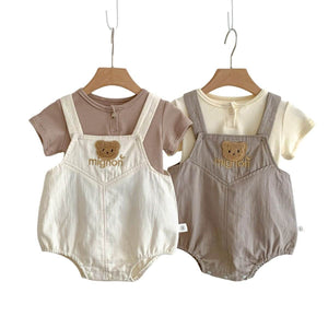 Feather & Fawn Mignon Bear Overall Romper Baby Clothes