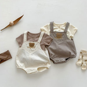 Feather & Fawn Mignon Bear Overall Romper Baby Clothes