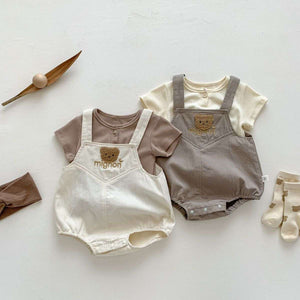 Feather & Fawn Mignon Bear Overall Romper Baby Clothes