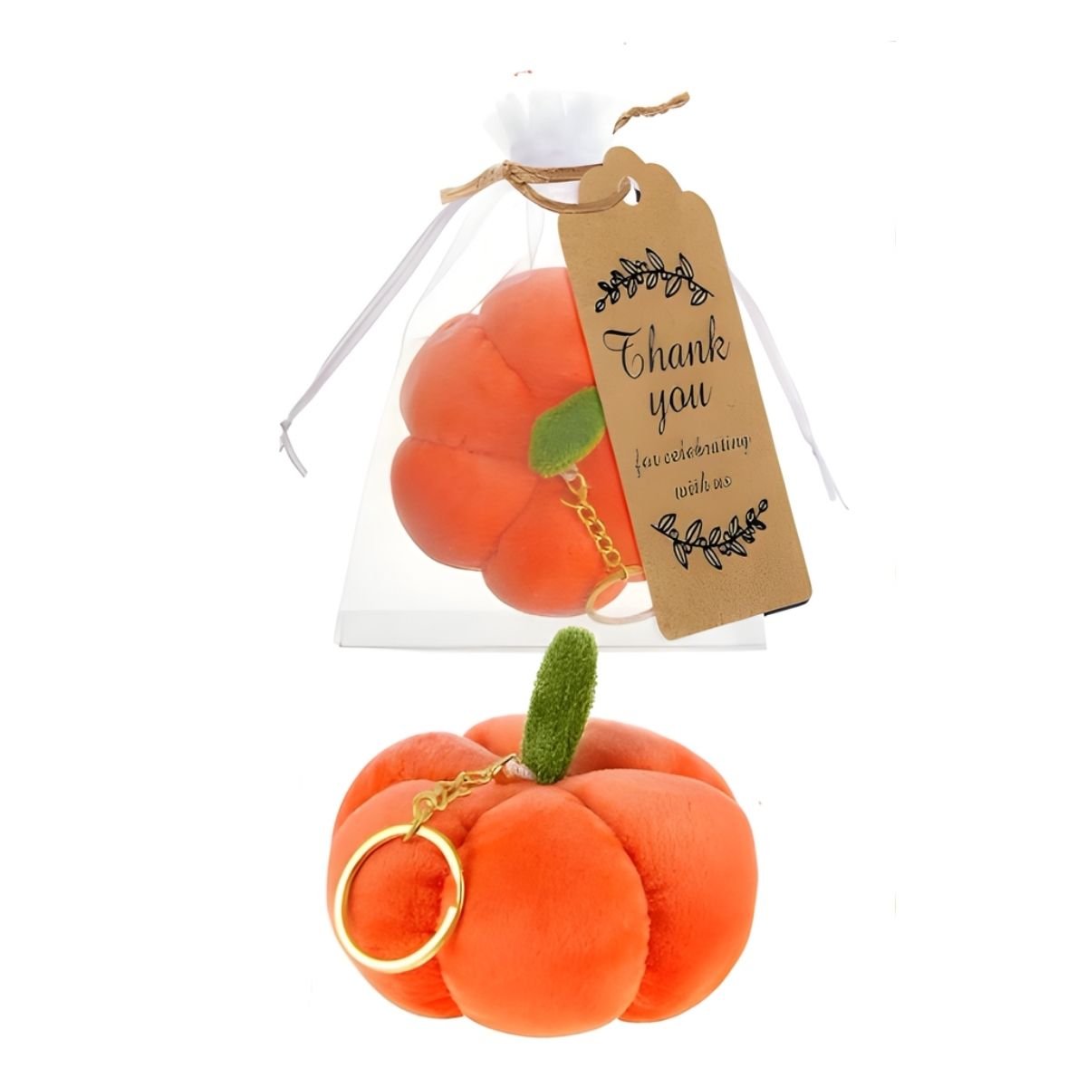 Feather & Fawn Plush Pumpkin Keychain | Autumn & Halloween Party Favour Halloween
