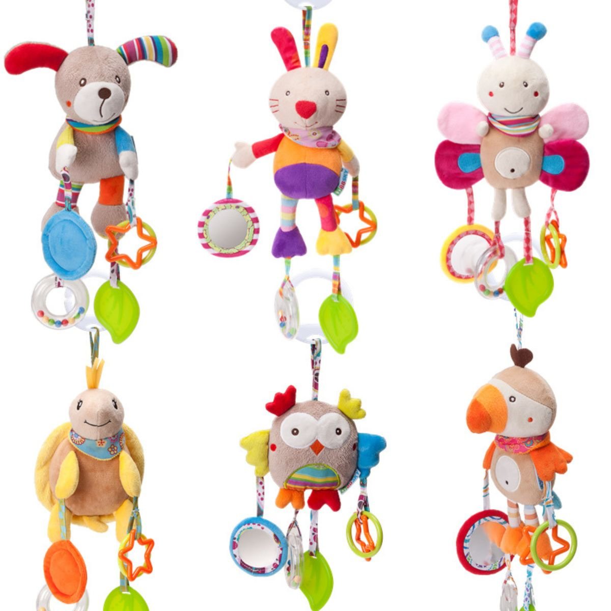Feather & Fawn Pram Hanging Toy Sensory Animal Toy for Baby's Development Pram Hanging Toy
