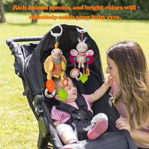 Feather & Fawn Pram Hanging Toy Sensory Animal Toy for Baby's Development Pram Hanging Toy