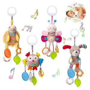 Feather & Fawn Pram Hanging Toy Sensory Animal Toy for Baby's Development Pram Hanging Toy