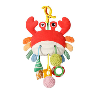 Feather & Fawn Pram Hanging Toy Sensory Plush Toy with Squeaker | Crab & Zebra Pram Hanging Toy
