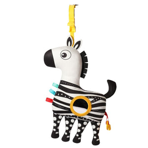 Feather & Fawn Pram Hanging Toy Sensory Plush Toy with Squeaker | Crab & Zebra Pram Hanging Toy