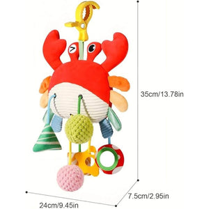 Feather & Fawn Pram Hanging Toy Sensory Plush Toy with Squeaker | Crab & Zebra Pram Hanging Toy