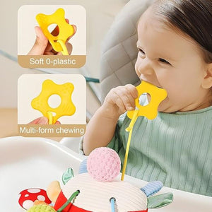 Feather & Fawn Pram Hanging Toy Sensory Plush Toy with Squeaker | Crab & Zebra Pram Hanging Toy