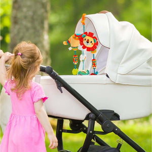 Feather & Fawn Sensory Animals Baby Hanging Toy For Pram With Teether Pram Hanging Toy