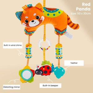 Feather & Fawn Sensory Animals Baby Hanging Toy For Pram With Teether Pram Hanging Toy