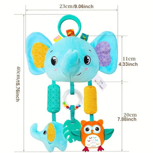 Feather & Fawn Sensory Pram Hanging Toy | Elephant & Fox Hanging Mobile Pram Hanging Toy